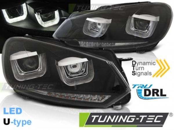Scheinwerfer DRL LED Tagfahrlicht für VW Golf 6 08-13 Schwarz mit dynamischen Blinker