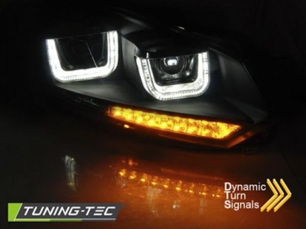 Scheinwerfer DRL LED Tagfahrlicht für VW Golf 6 08-13 Schwarz mit dynamischen Blinker