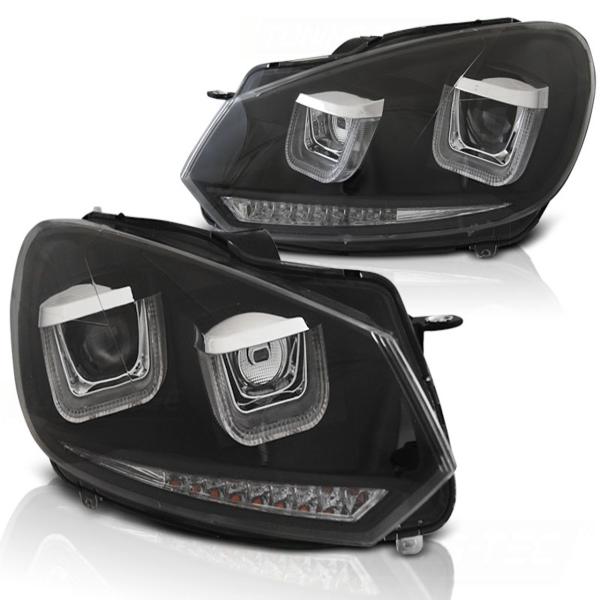 Scheinwerfer DRL LED Tagfahrlicht für VW Golf 6 08-13 Schwarz mit dynamischen Blinker