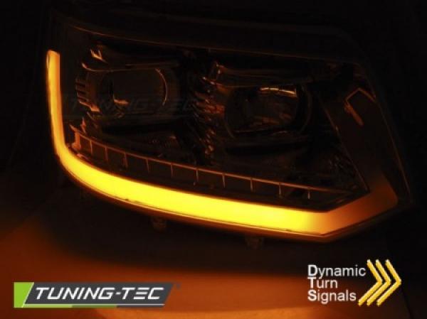 LED Tagfahrlicht Scheinwerfer für VW T5 GP 10-15 chrom mit dyn LED Blinker