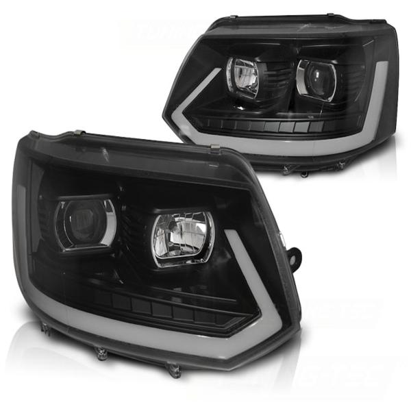 LED Tagfahrlicht Scheinwerfer für VW T5 GP 10-15 schwarz mit dyn LED Blinker