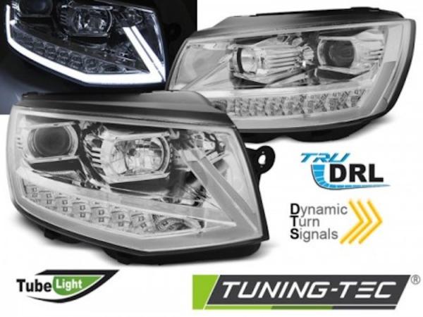 Scheinwerfer DRL LED Tagfahrlicht für VW T6 Bj. 15-19 Chrom mit dynamischen LED Blinker