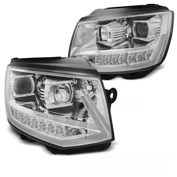 Scheinwerfer DRL LED Tagfahrlicht für VW T6 Bj. 15-19 Chrom mit dynamischen LED Blinker