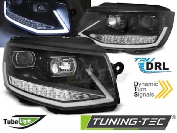 Scheinwerfer DRL LED Tagfahrlicht für VW T6 15-19 Schwarz mit dynamischen LED Blinker