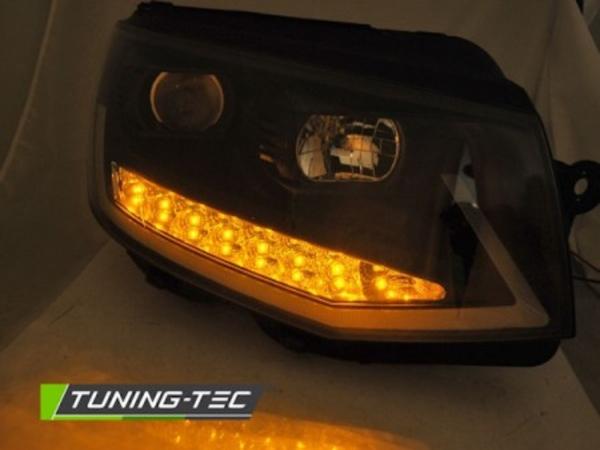 Scheinwerfer DRL LED Tagfahrlicht für VW T6 15-19 Schwarz mit dynamischen LED Blinker
