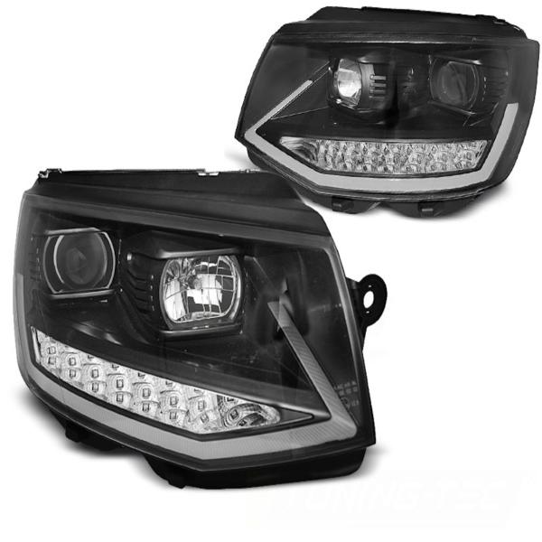 Scheinwerfer DRL LED Tagfahrlicht für VW T6 15-19 Schwarz mit dynamischen LED Blinker