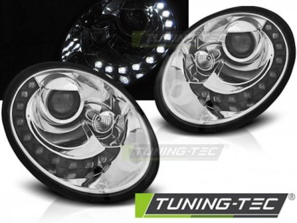 Scheinwerfer LED Tagfahrlicht Optik für VW New Beetle 9C Facelift 05-10 Chrom