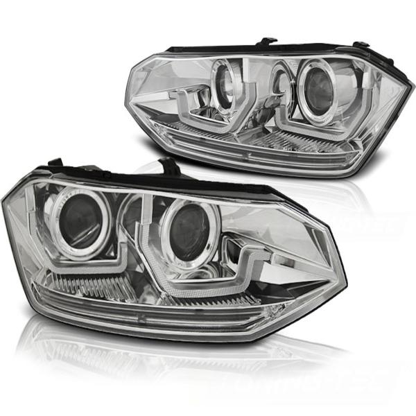 Scheinwerfer für VW Polo VI 2G Bj. 2017- Chrom mit dynamischem Blinker