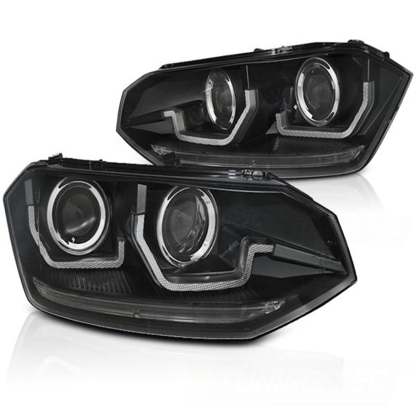 Scheinwerfer für VW Polo VI 2G Bj. 2017- Schwarz mit dynamischem Blinker