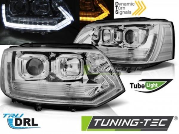 Scheinwerfer DRL LED Tagfahrlicht für VW T5 GP Facelift 10-15 Chrom im T6 Design