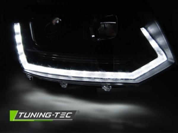 Scheinwerfer DRL LED Tagfahrlicht für VW T5 GP Facelift 10-15 Schwarz im T6 Look