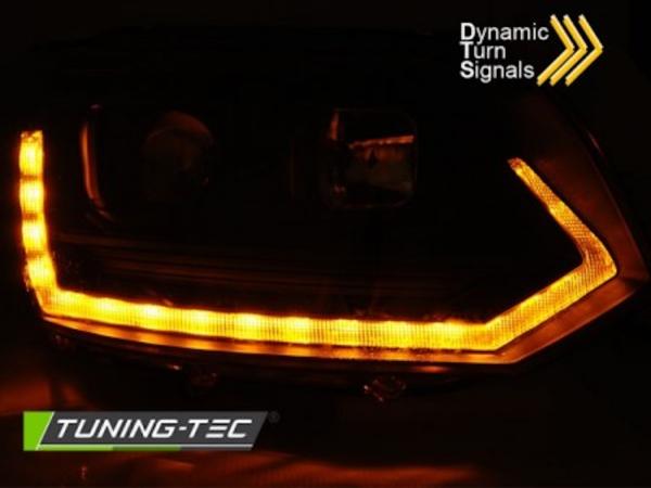 Scheinwerfer DRL LED Tagfahrlicht für VW T5 GP Facelift 10-15 Schwarz im T6 Look