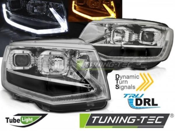 Scheinwerfer DRL LED Tagfahrlicht für VW T6 Bj. 15-19 Chrom mit dynamischen LED Blinker