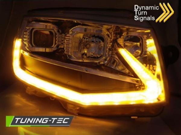Scheinwerfer DRL LED Tagfahrlicht für VW T6 Bj. 15-19 Chrom mit dynamischen LED Blinker