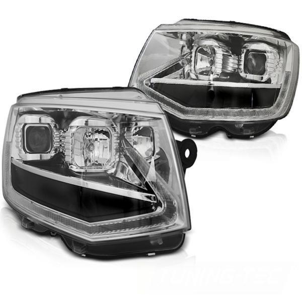 Scheinwerfer DRL LED Tagfahrlicht für VW T6 Bj. 15-19 Chrom mit dynamischen LED Blinker