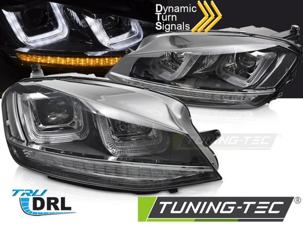 Scheinwerfer DRL LED Tagfahrlicht für Golf 7 Bj. 12-16 Schwarz Chrom dynamische Blinker