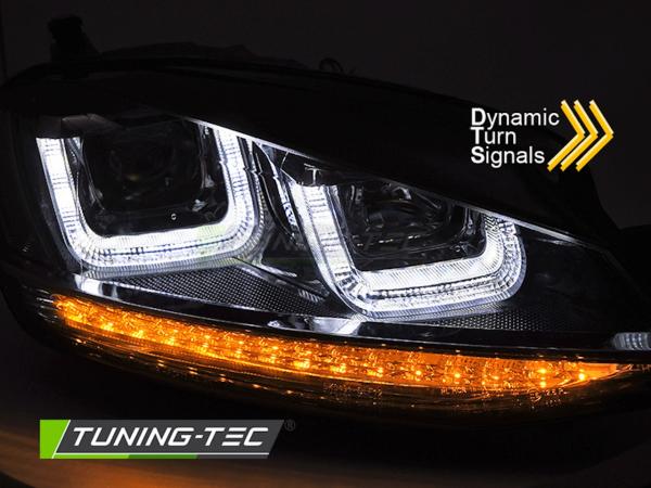 Scheinwerfer DRL LED Tagfahrlicht für Golf 7 Bj. 12-16 Schwarz Chrom dynamische Blinker