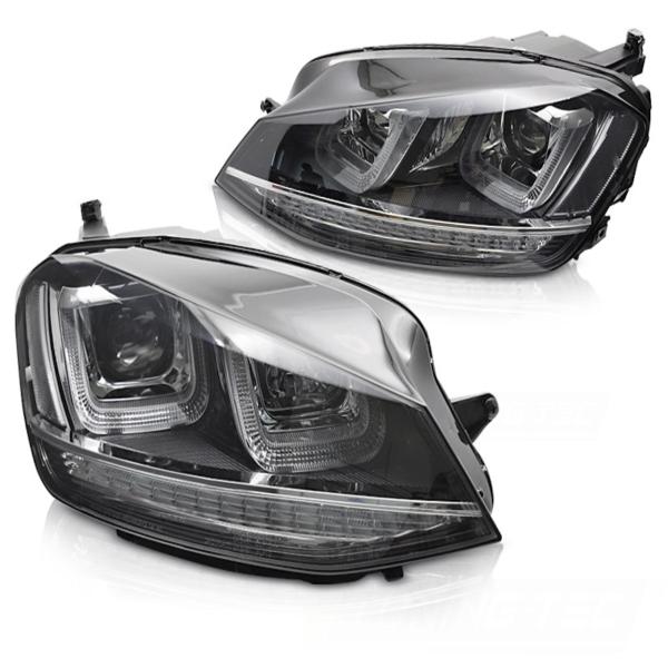 Scheinwerfer DRL LED Tagfahrlicht für Golf 7 Bj. 12-16 Schwarz Chrom dynamische Blinker
