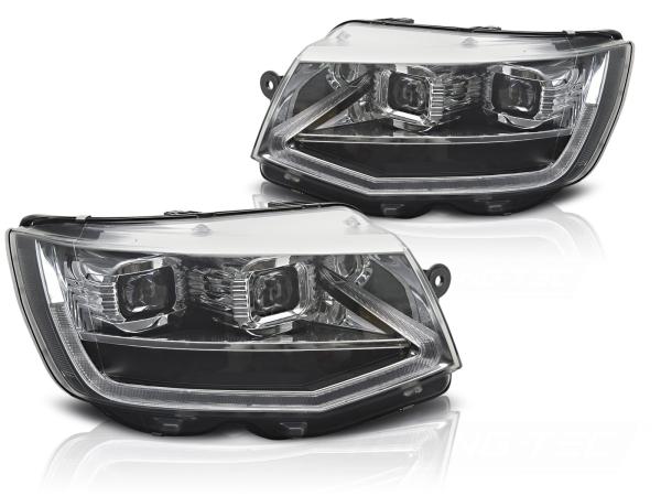 Voll LED Scheinwerfer Tagfahrlicht für VW T6 Bj. 15-19 Chrom mit dynamischem LED Blinker