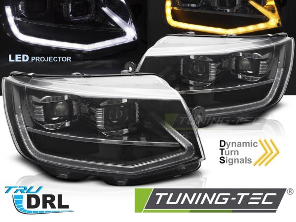 Voll LED Tagfahrlicht Scheinwerfer Set für VW T6 15-19 schwarz mit dynamischen LED Blinker