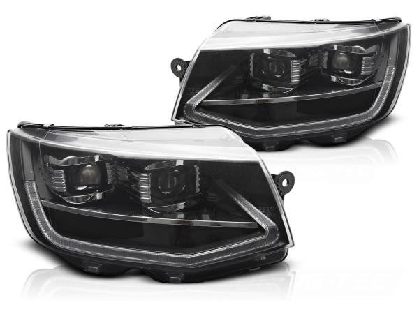 Voll LED Tagfahrlicht Scheinwerfer Set für VW T6 15-19 schwarz mit dynamischen LED Blinker