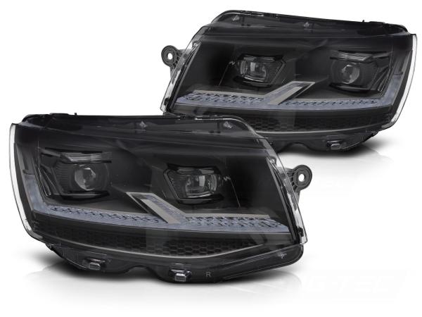 LED DRL Scheinwerfer passend für VW T6 Black Edition 2015–2019 mit Laufblinker