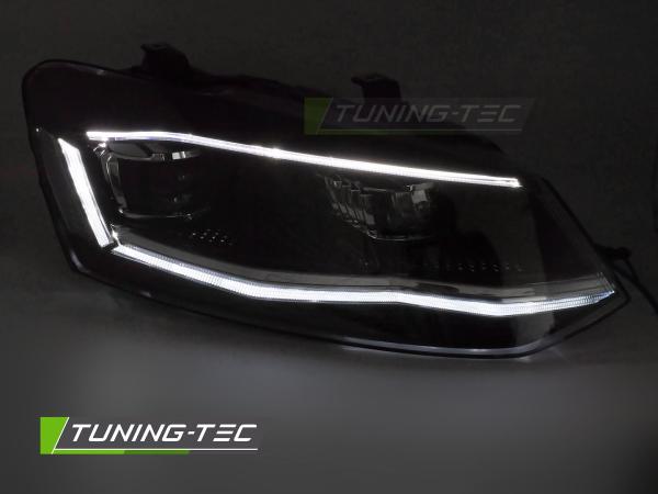 Voll LED Scheinwerfer passend für VW Polo 6R und 6C 2009–2017 in Schwarz Chrom