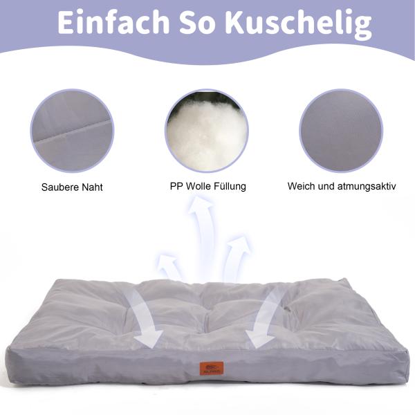 Hundekissen große Hunde waschbar hundematratze wasserdicht XXL für große, mittelgroße Hunde Outdoor gepolstert Hundematte grau in 10cm Höhe, groß XL Kühlmatte für Haustiere (75 * 50 * 10 cm)