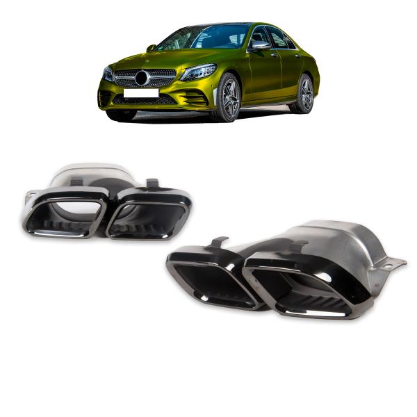 Auspuffblenden ESD Blenden Schwarz für Mercedes C-Klasse C205 A205 GLC X253 C253 AMG-Line