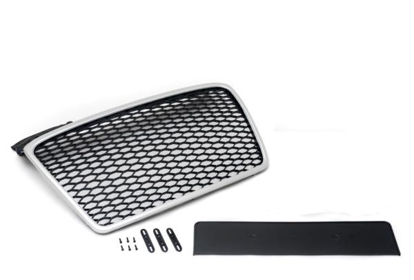 Kühlergrill schwarz Sport/silber mit Kennzeichenhalter passend für Audi A4 B7