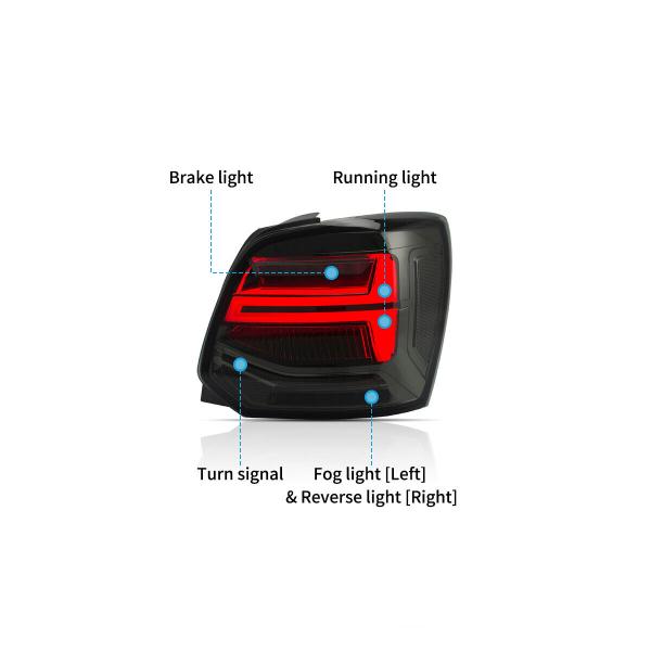 Voll LED Rückleuchten passend für VW Polo 6R 6C 2011-2017 Smoke in dynamischer Blinker