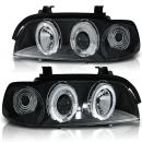 LED Angel Eyes Scheinwerfer für BMW 5er E39 95-03 schwarz Black