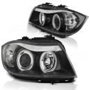 CCFL Angel Eyes Scheinwerfer für BMW 3er E90/E91 05-08 schwarz