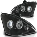 Scheinwerfer Angel Eyes für Ford Focus MK1 Facelift Bj. 01-04 Schwarz