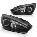 Scheinwerfer DRL LED Tagfahrlicht für Ford Focus 3 15-18 Schwarz + dynamische Blinker